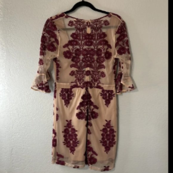 Free People Burgundy Floral Mini Dress - Picture 4 of 6